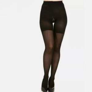 NWT Love Your Assets By Sara Blakely Black Wishbone Shaping Tights, Size 3 (L)